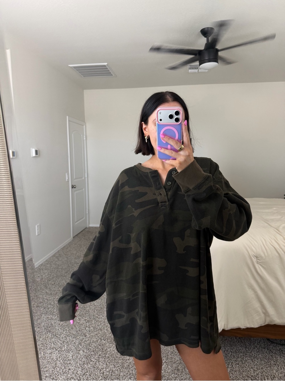 Camo waffle knit long sleeve
